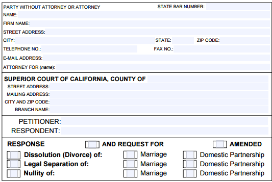 California Divorce Form Fl-120 - Cristin Lowe Law