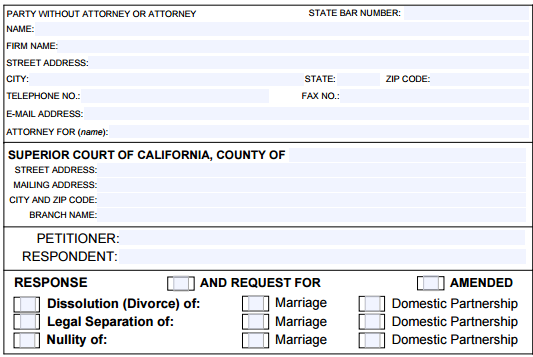 blank divorce forms