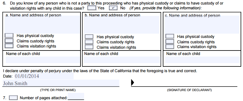 FL105: 6 - Other Person with Custody or Visitation Rights and Signature